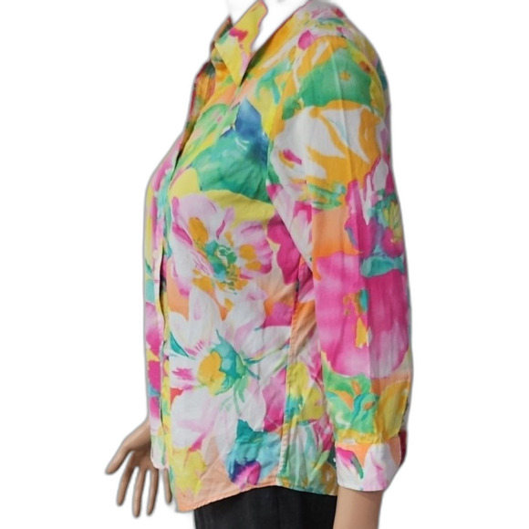 Lauren Ralph Lauren Pink Yellow Graphic Button Down Shirt - Picture 1 of 8